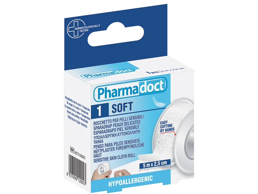 Rola de pânză PHARMADOCT 5m x 2.5cm - cutie de 12 cutii