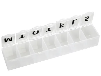 Organizator săptămânal de medicamente - alb - blister - Suedez/Norvegian/Danez