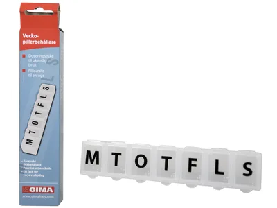 Organizator săptămânal de medicamente - alb - blister - Suedez/Norvegian/Danez