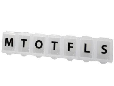 Organizator săptămânal de medicamente - alb - blister - Suedez/Norvegian/Danez