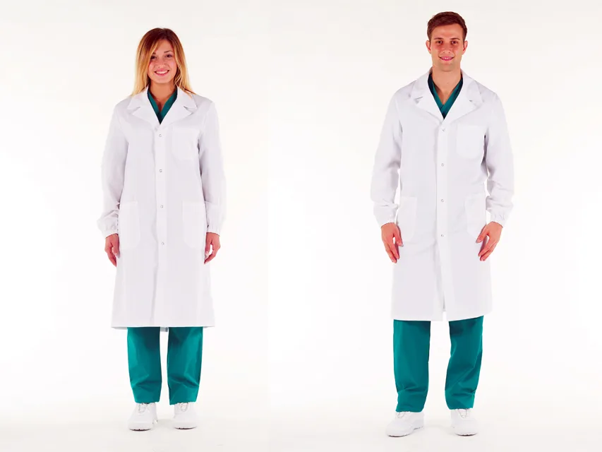 Halat alb - bumbac - unisex cu nasturi automați mărimea 40