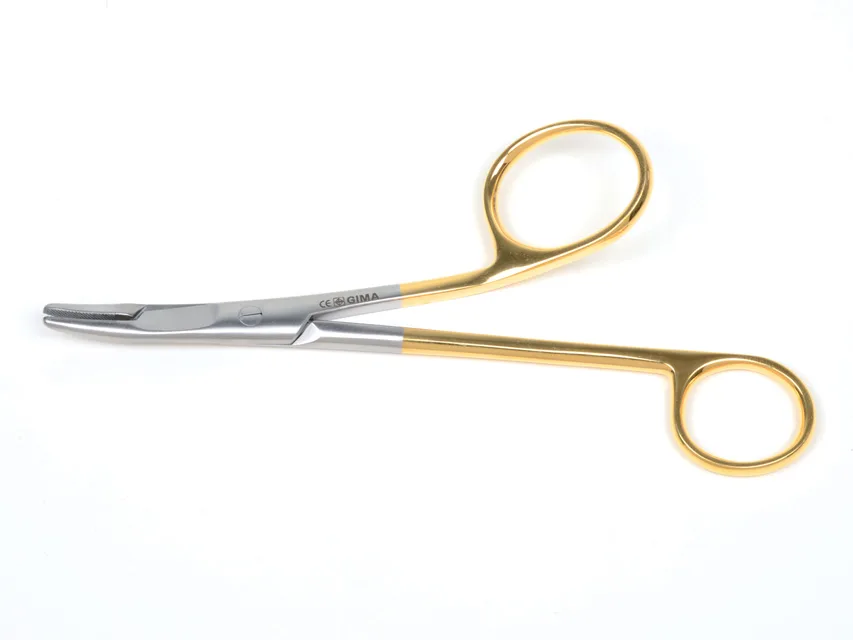 Holder pentru ace Gillies aurit - 16 cm