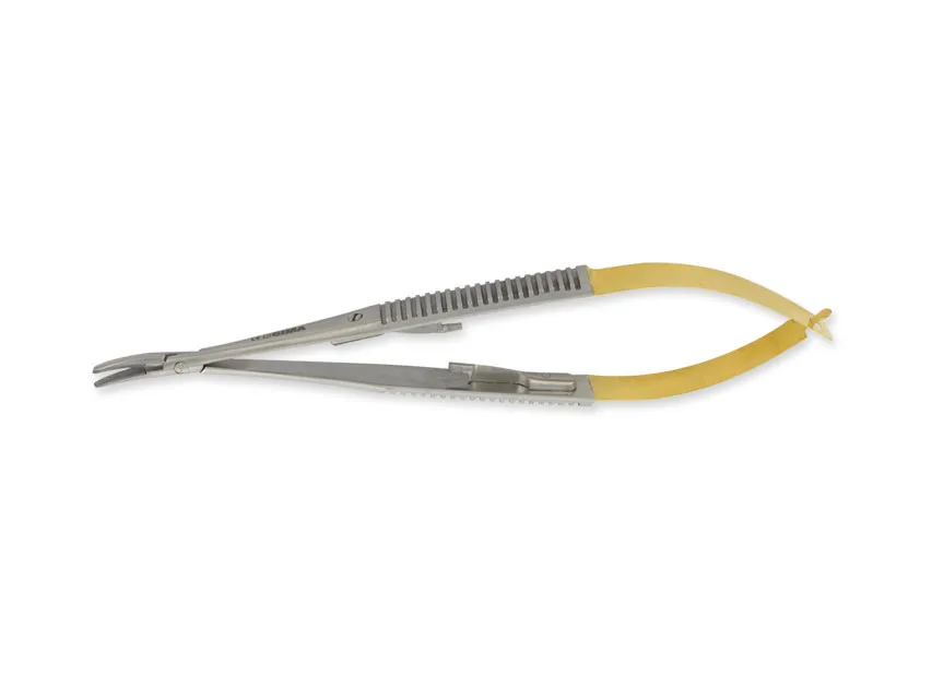 Pince pentru ac Castroviejo curbă GOLD - 14 cm - vârf plan