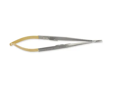 Holder pentru ac Castroviejo GOLD drept - 14 cm - vârf rugos