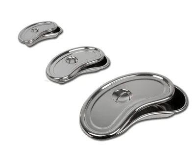 Tavă renală din oțel inoxidabil cu capac - 247x122x43 mm