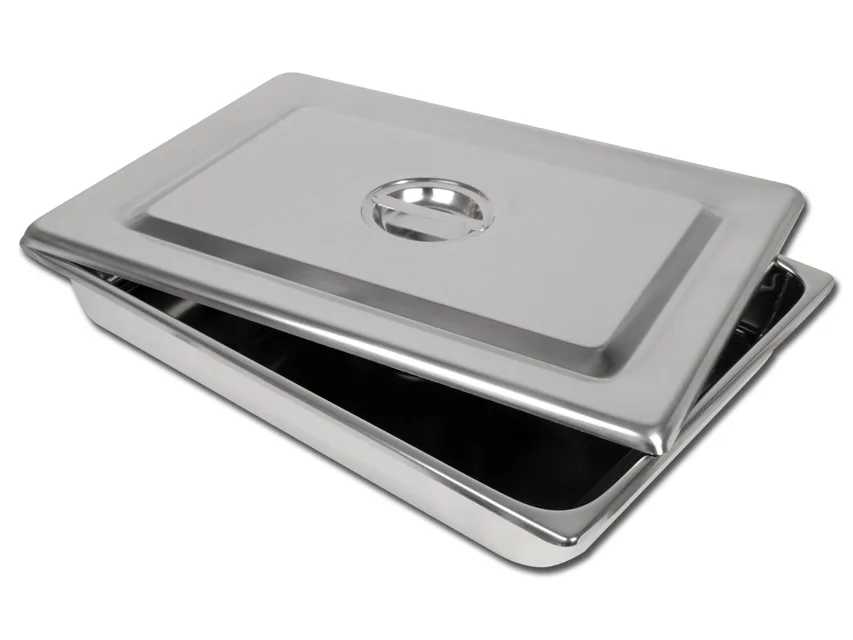 Tavă de instrumente din oțel inoxidabil cu capac - 440x320x64 mm
