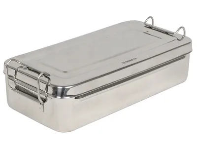 Cutie din oțel inoxidabil - 25x12.5x4.6 cm - cu mânere