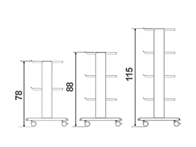 Cărucior Smart - 3 rafturi 40x36 cm + bază