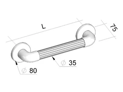 Bară de sprijin din plastic fixă - 30 cm