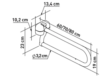 Bară de sprijin WC în formă de U din oțel vopsit în praf - 70 cm