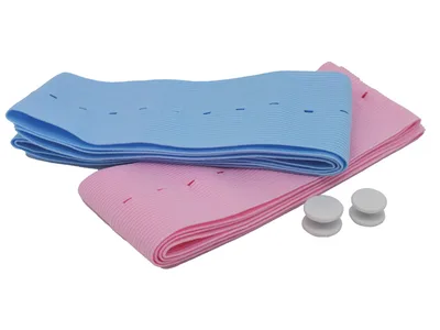 Curele elastice pentru transducere fetale pentru pacient unic 6x120 cm - roz-albastru deschis