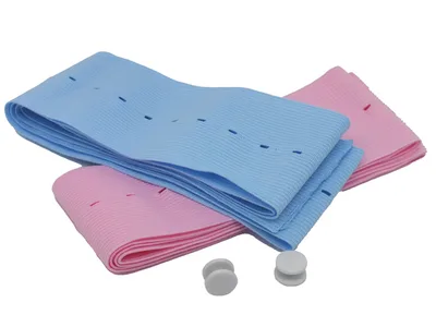 Curele elastice pentru transducere fetale pentru pacient unic 6x120 cm - roz-albastru deschis