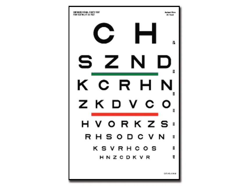 Tablă de acuitate vizuală Sloan - 6 m 23x35.5 cm