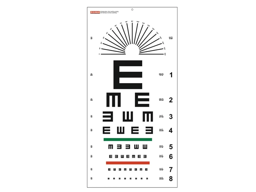 Tablă optometrică Tumbling E - 6 m - 28x56 cm
