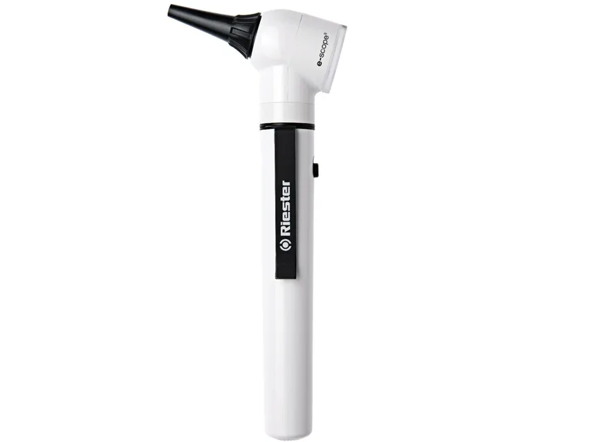 Otoscop E-SCOPE F.O. cu LED 3.7V - alb în carcasă rigidă