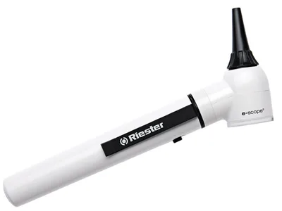 Otoscop E-SCOPE F.O. cu LED 3.7V - alb în carcasă rigidă