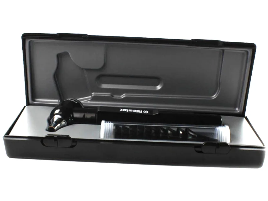 Otoscop E-SCOPE F.O. cu LED 3.7V - negru în carcasă rigidă