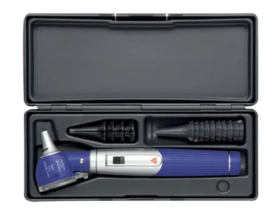HEINE MINI 3000 F.O. otoscop LED cu vârfuri reutilizabile și carcasă - albastru - D-885.20.021