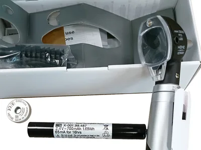 Otoscop HEINE MINI 3000 F.O. LED cu mâner reîncărcabil - negru - D-008.70.301