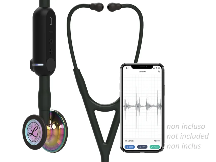 Stetoscop digital Littmann CORE - 8572 - negru - finisaj rainbow lucios