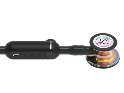 Stetoscop digital Littmann CORE - 8572 - negru - finisaj rainbow lucios