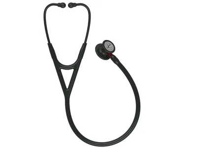 Stetoscop Littmann Cardiology IV - 6200 - negru - finisaj negru - tulpină roșie