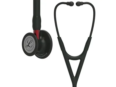 Stetoscop Littmann Cardiology IV - 6200 - negru - finisaj negru - tulpină roșie