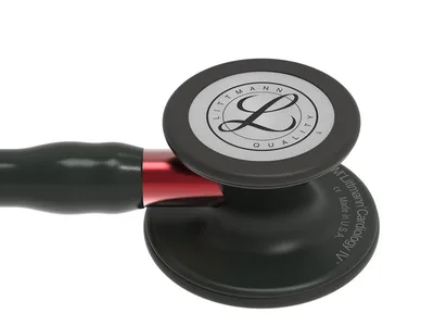 Stetoscop Littmann Cardiology IV - 6200 - negru - finisaj negru - tulpină roșie