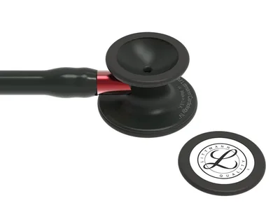 Stetoscop Littmann Cardiology IV - 6200 - negru - finisaj negru - tulpină roșie