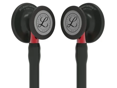Stetoscop Littmann Cardiology IV - 6200 - negru - finisaj negru - tulpină roșie