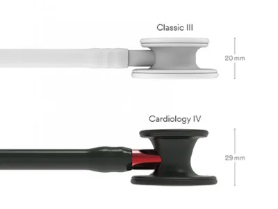 Stetoscop Littmann Cardiology IV - 6200 - negru - finisaj negru - tulpină roșie