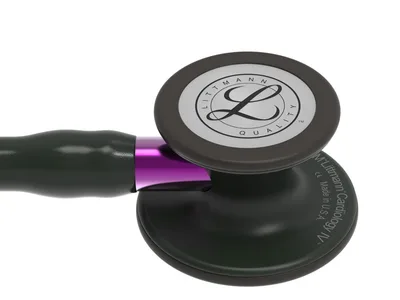 Stetoscop Littmann Cardiology IV - 6203 - negru - finisaj negru - tija violet