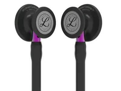 Stetoscop Littmann Cardiology IV - 6203 - negru - finisaj negru - tija violet