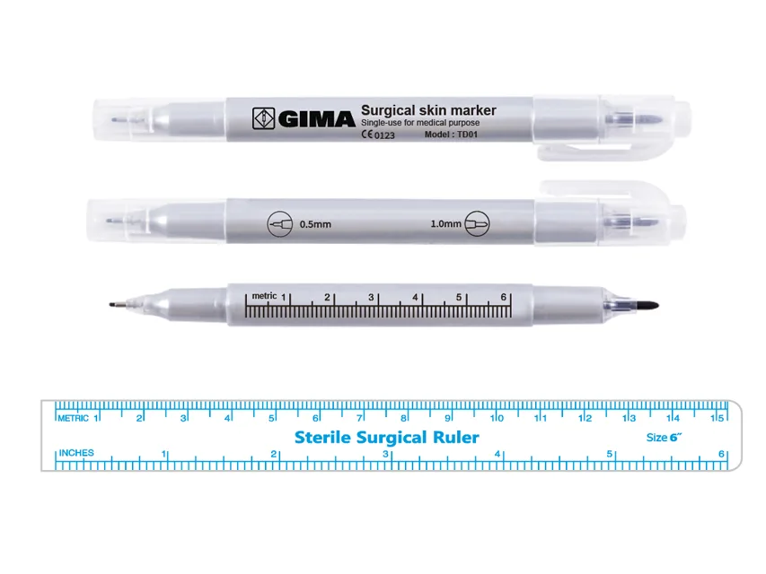 Marker chirurgical pentru piele - vârf dublu 0.5 și 1.0 mm - steril