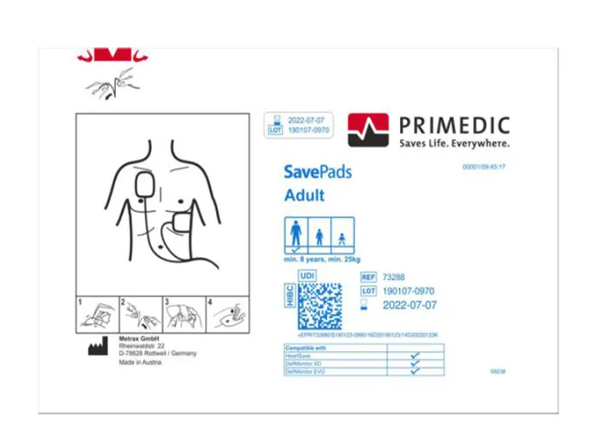 PRIMEDIC SAVE PADS-SET >8 years pentru 33384/5 și AED până la S.N. 738XXXXXXX