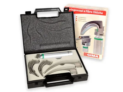 Set laryngoscop GREEN F.O. LED pentru adulți 4 lame Mc-Intosh 1-2-3-4 - 3,5 V - 30.000 lux