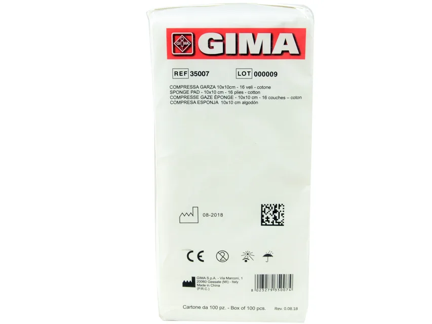 Tampon din gaze de bumbac - 10x10 cm - 16 straturi - 10 pachete de 100