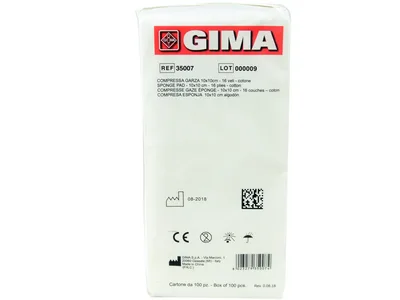 Tampon din gaze de bumbac - 10x10 cm - 16 straturi - 10 pachete de 100