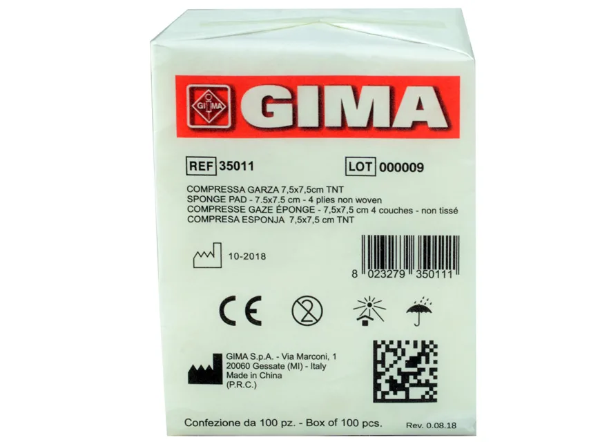 Tampon din țesătură netesută - 7.5x7.5 cm - 4 straturi - 10 pachete de 100