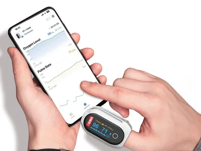 Oxy-8 pulsoximetru de dedo cu Bluetooth și baterie reîncărcabilă