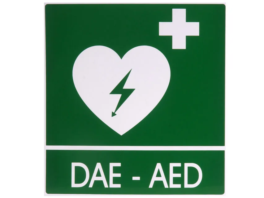 Semn aluminiu DAE-AED 29x36 cm pentru defibrilatoare