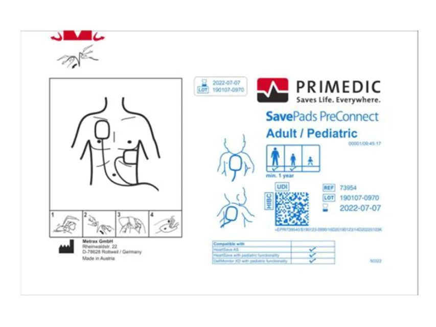 Plăci SAVE PRECONNECT-SET adult/copil minimum 1 an pentru HeartSave din S.N.739XXXXXXX