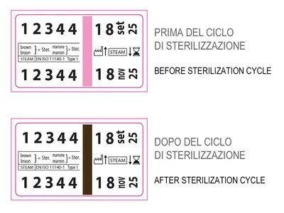 Eticheta adezivă cu indicator de aburi 32x19mm pentru etichetator 35985 - Clasa I DM