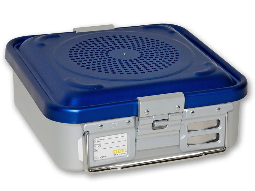 Container cu filtru mic h 100 mm - albastru - perforat