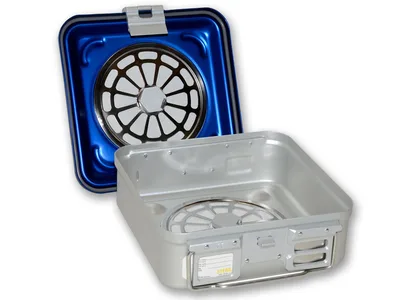 Container cu filtru mic h 100 mm - albastru - perforat