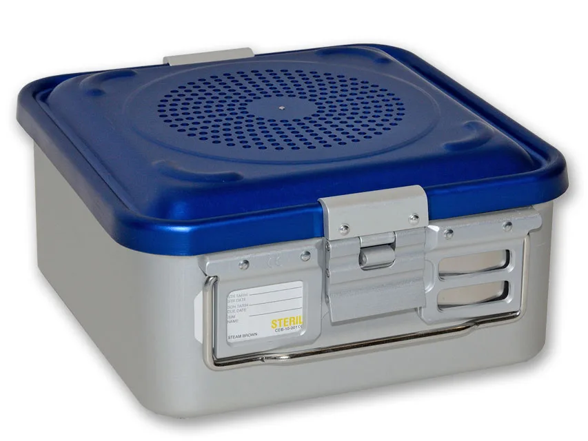 Container cu filtru mic h 135 mm - albastru - perforat