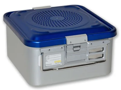 Container cu filtru mic h 150 mm - albastru - perforat
