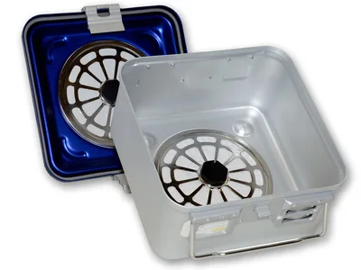 Container cu filtru mic h 150 mm - albastru - perforat