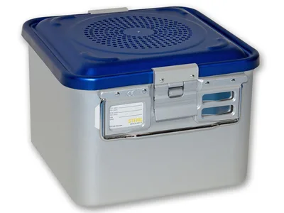 Container cu filtru mic h 200 mm - albastru - perforat