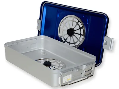 Container cu filtru medium h 100 mm - albastru - perforat